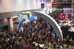 Overhead view of the CES 2020 trade show.