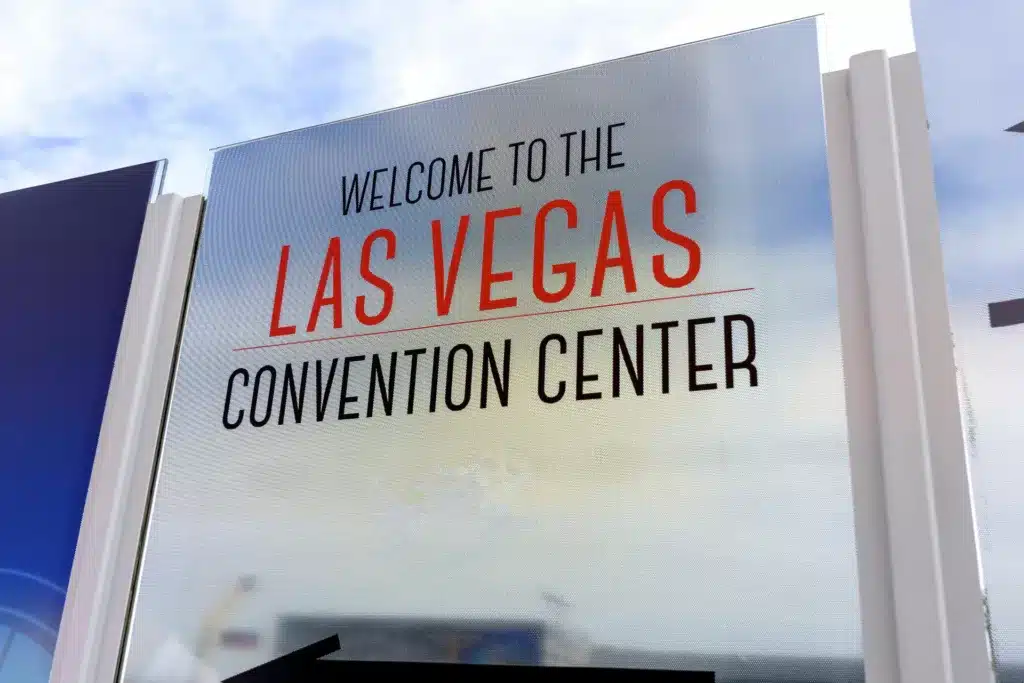 Photo of a sign that reads 'welcome to the las vegas convention center'.